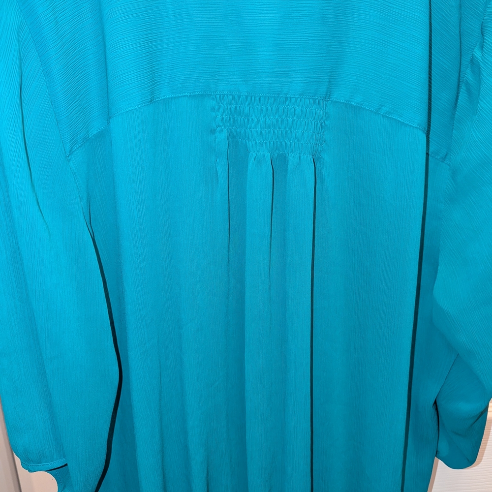 Lane Bryant Sheer Teal Blouse - Picture 5 of 5